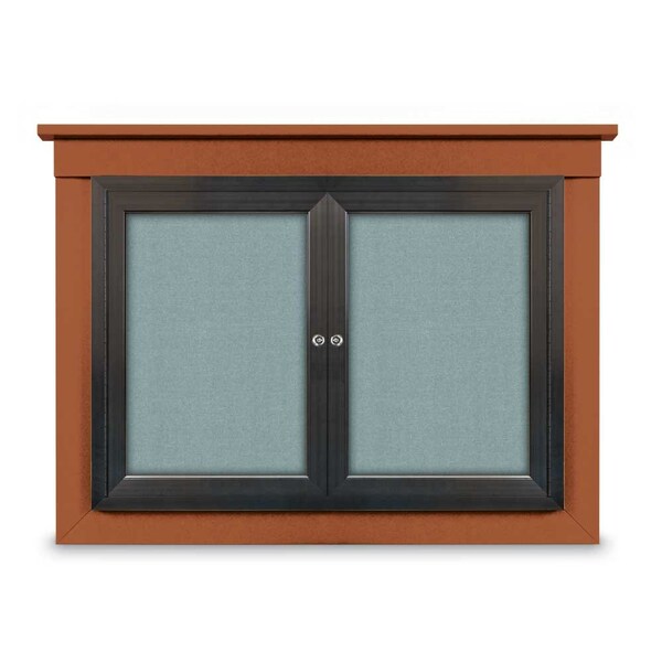 18"x24" 1-Door Enclosed Letterboard, Grey Vinyl/Cherry